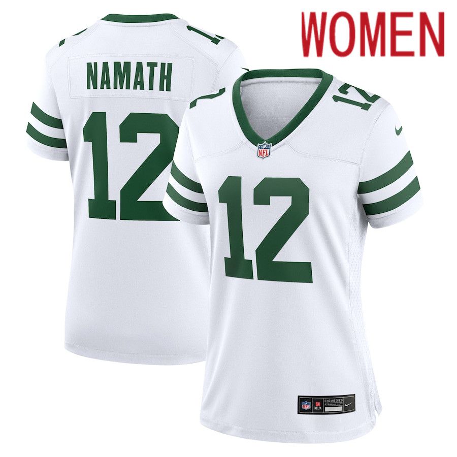 Women New York Jets #12 Joe Namath Nike White Legacy Retired Player Game NFL Jersey